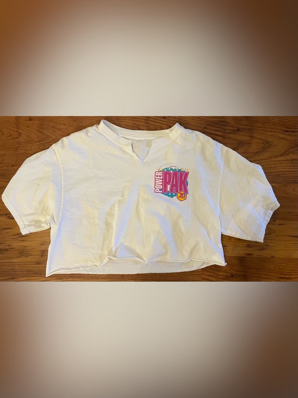 Power PAK White Graphic  crop top Tee